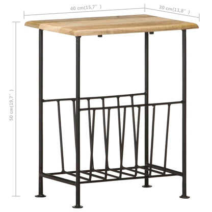 vidaXL Magazine Rack 40x30x50 cm Solid Mango Wood and Steel