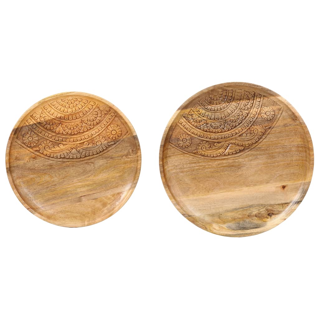vidaXL Round Side Tables 2 pcs Solid Mango Wood and Steel
