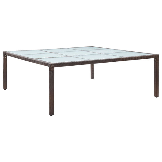 46131 vidaXL Garden Dining Table Brown 200x200x74 cm Poly Rattan