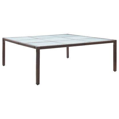 46131 vidaXL Garden Dining Table Brown 200x200x74 cm Poly Rattan