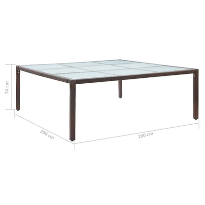 46131 vidaXL Garden Dining Table Brown 200x200x74 cm Poly Rattan