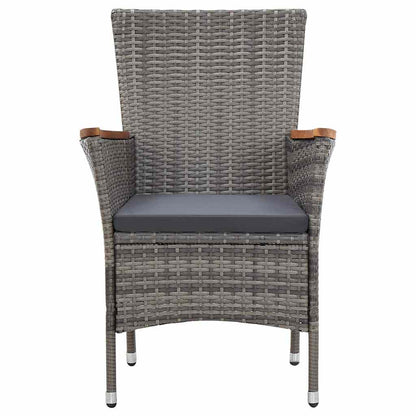46084 vidaXL 7 Piece Garden Dining Set with Cushions Poly Rattan Grey