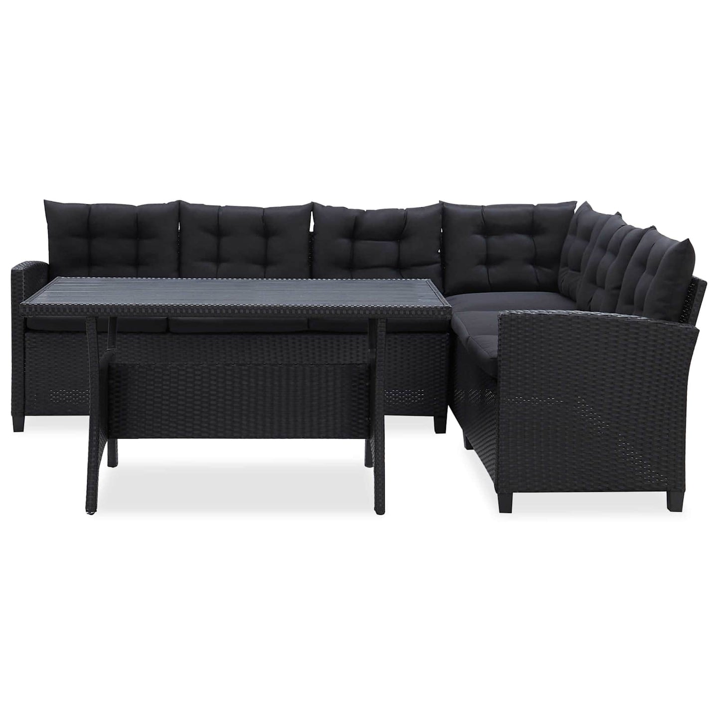 vidaXL Outdoor Furniture Sets Black Poly Rattan