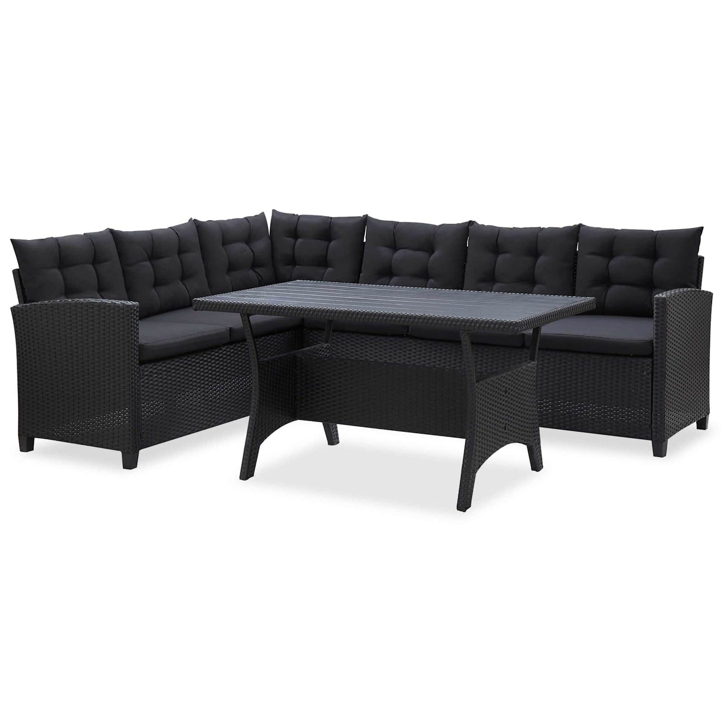 vidaXL Outdoor Furniture Sets Black Poly Rattan