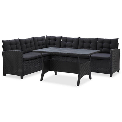 vidaXL Outdoor Furniture Sets Black Poly Rattan