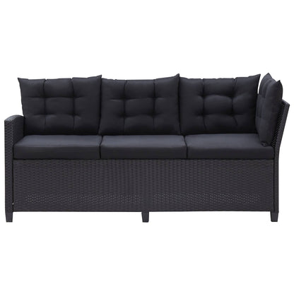 vidaXL Outdoor Furniture Sets Black Poly Rattan