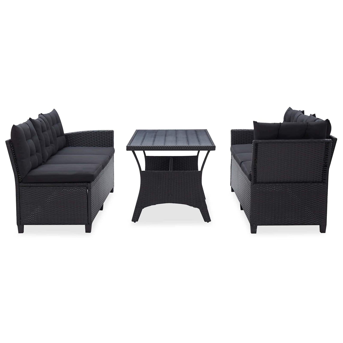 vidaXL Outdoor Furniture Sets Black Poly Rattan