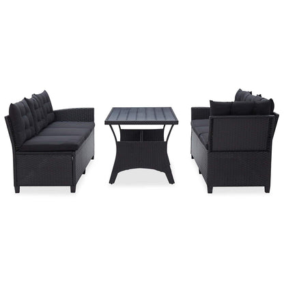 vidaXL Outdoor Furniture Sets Black Poly Rattan