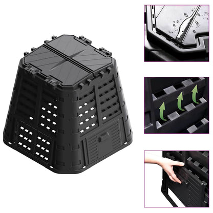 146276 vidaXL Garden Composter Black 93,3x93,3x80 cm 480 L