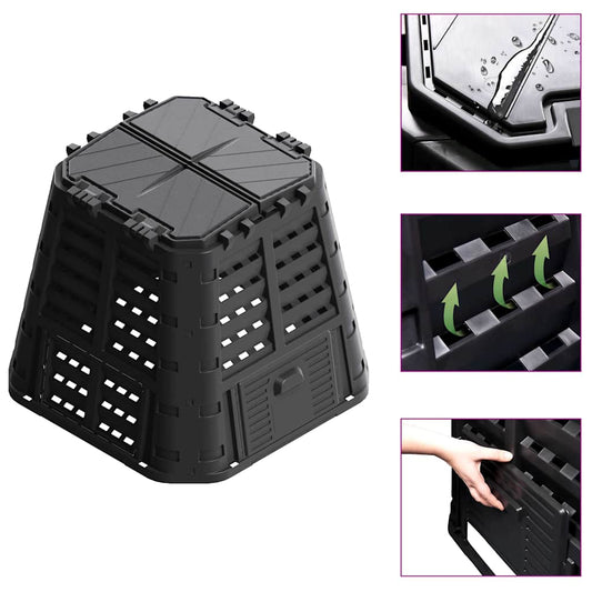 146276 vidaXL Garden Composter Black 93,3x93,3x80 cm 480 L