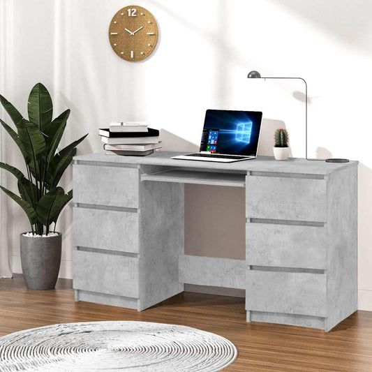 800814 vidaXL Writing Desk Concrete Grey 140x50x77 cm Engineered Wood