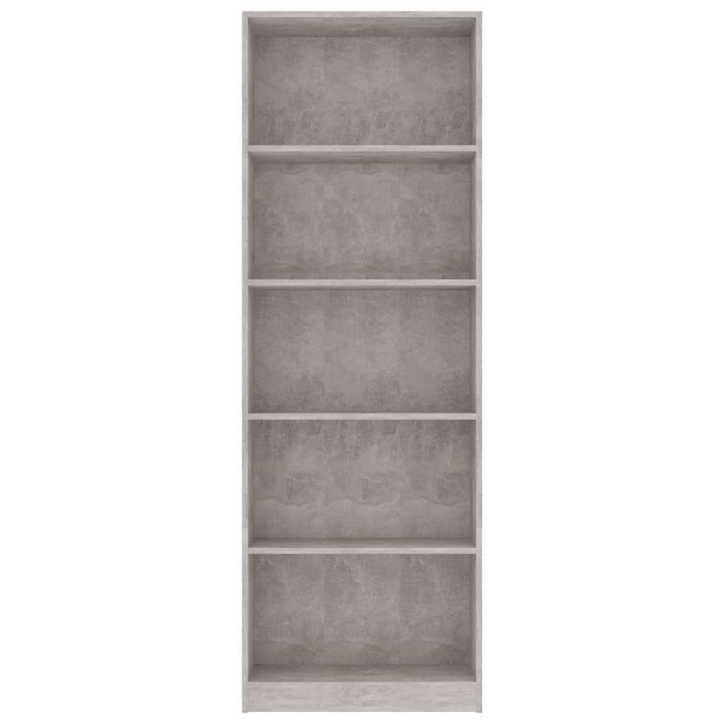 vidaXL 5-Tier Book Cabinet Concrete Grey 60x24x175 cm Engineered Wood