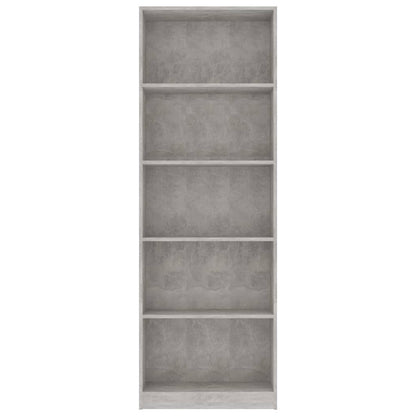 800886 vidaXL 5-Tier Book Cabinet Concrete Grey 60x24x175 cm Engineered Wood