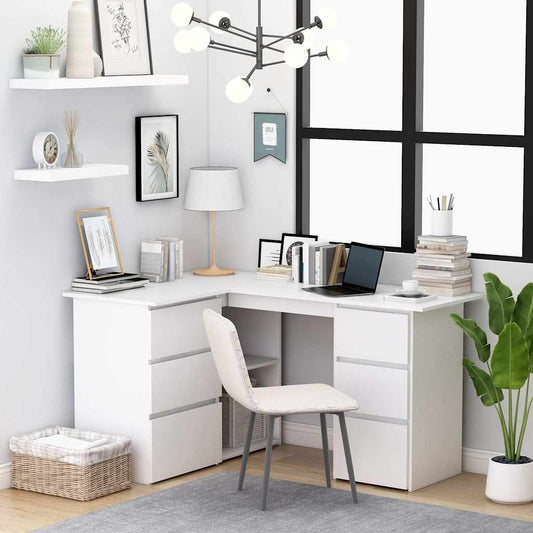 801089 vidaXL Corner Desk White 145x100x76 cm Engineered Wood