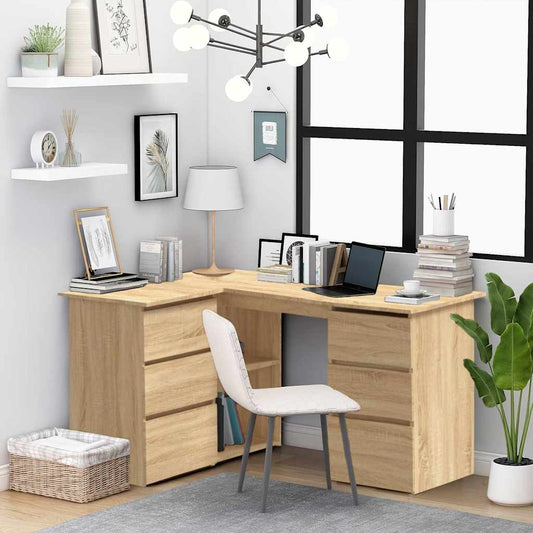 801092 vidaXL Corner Desk Sonoma Oak 145x100x76 cm Engineered Wood