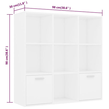 vidaXL Cabinet | White | Engineered Wood | 98 cm | Book Cabinet | Rectangular