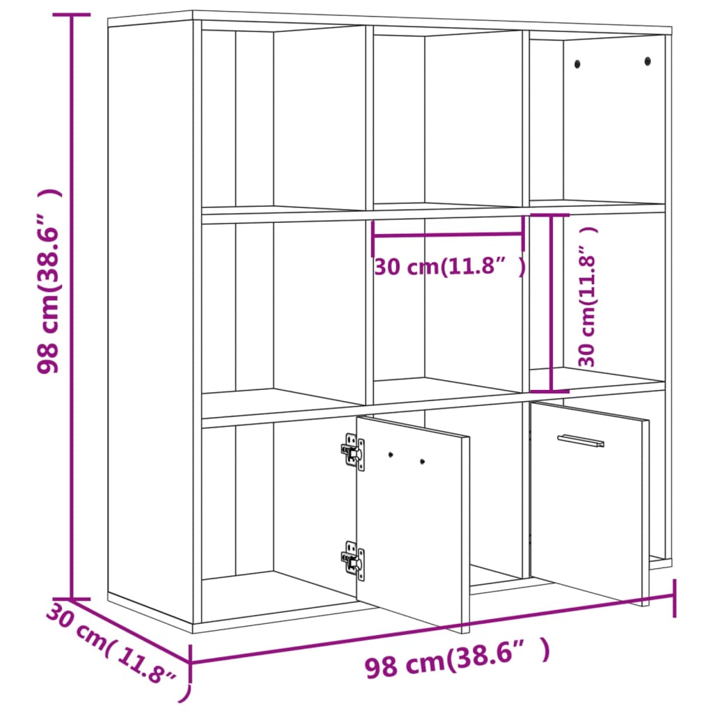 vidaXL Cabinet | Sonoma oak | Engineered wood | Medium | Bookshelf | Rectangular