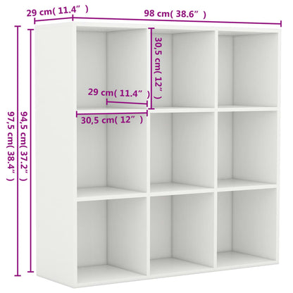 vidaXL Bookcase | White | Engineered wood | Medium | Bookcase | Rectangular