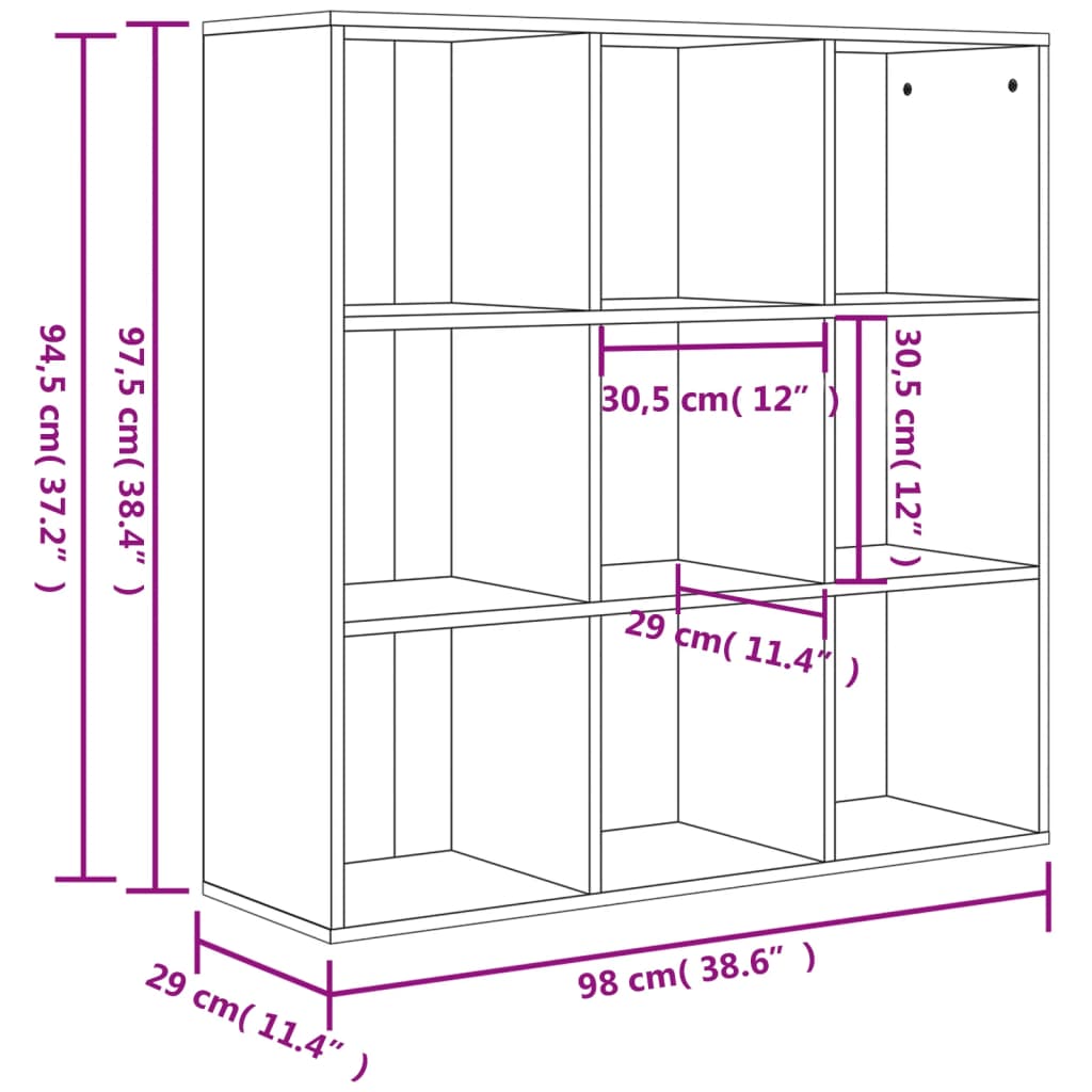 vidaXL Bookcase | Sonoma Oak | Engineered wood | Medium | Bookcase | Rectangular