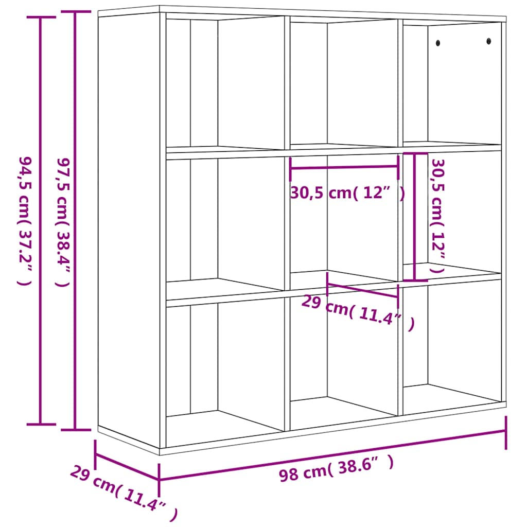 801128 vidaXL Book Cabinet Sonoma Oak 98x29x97,5 cm Engineered Wood