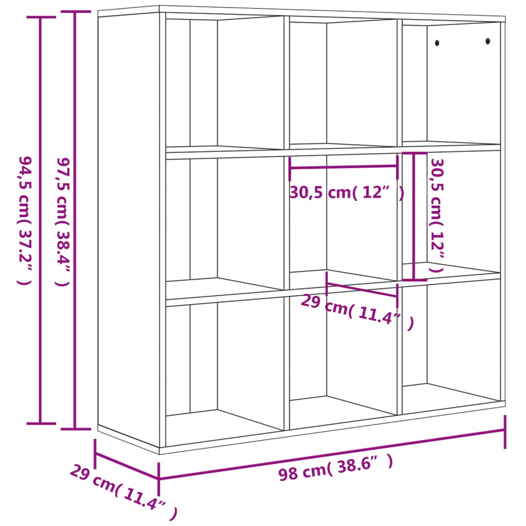 vidaXL Bookcase | Concrete grey | Engineered wood | Medium | Storage | Bookcase