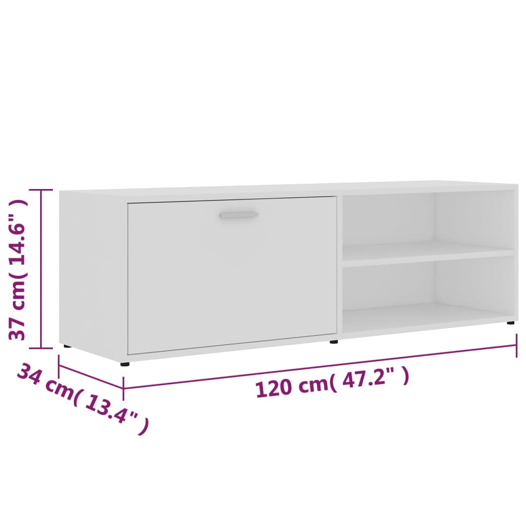 vidaXL TV Cabinet | White | Engineered Wood | 120x34x37 cm | TV Cabinet