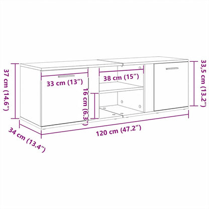 vidaXL TV Cabinet Concrete Grey 120x34x37 cm Engineered Wood
