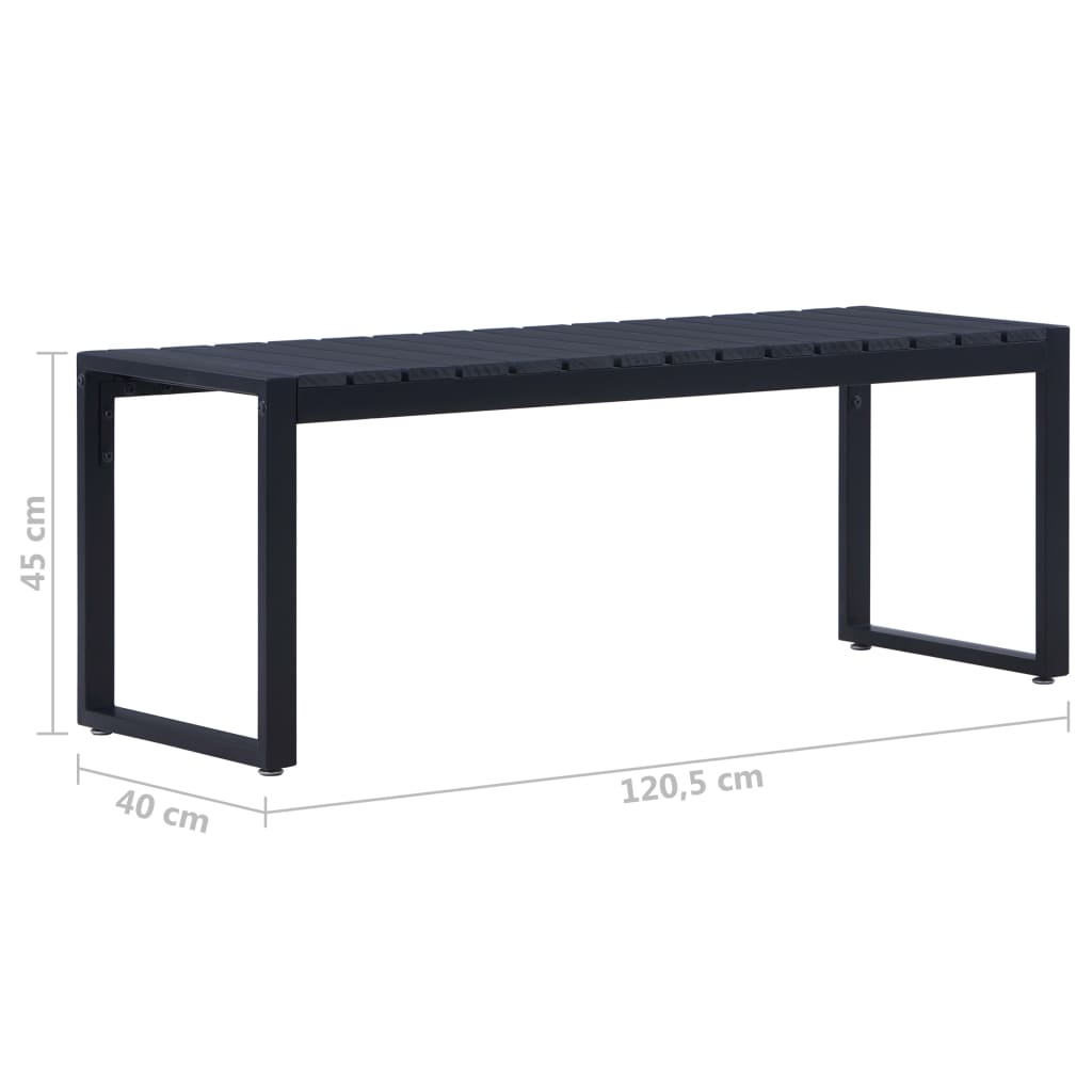 vidaXL Garden Bench | Black | PS board, iron | 120.5 cm | Built Tough