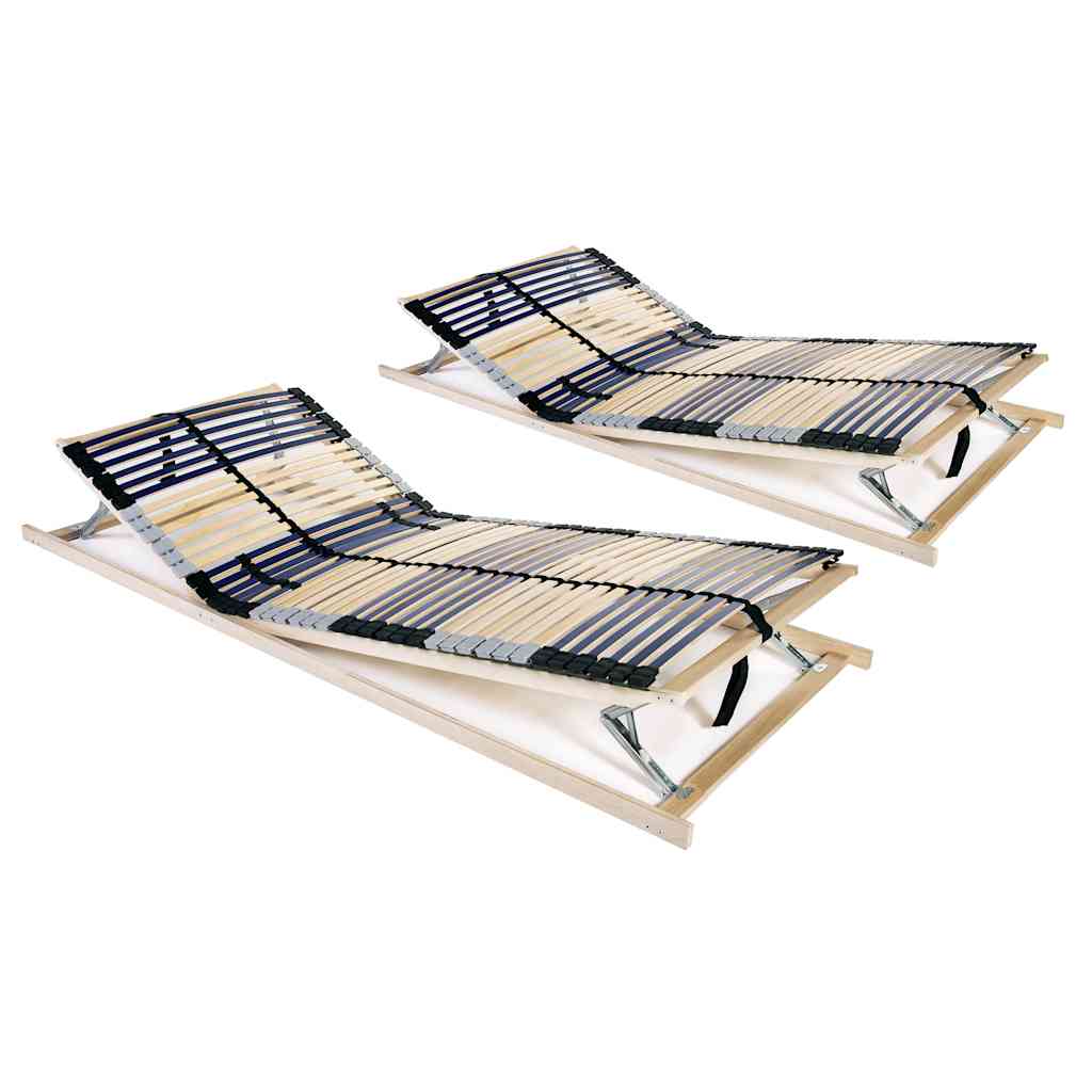 vidaXL Slatted Bed Bases without Mattress 2 pcs with 42 Slats 70x200 cm