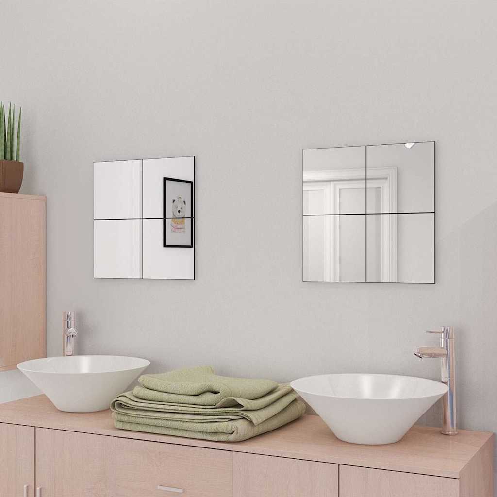 vidaXL Frameless Mirror Tiles Glass 16 pcs 20,5 cm