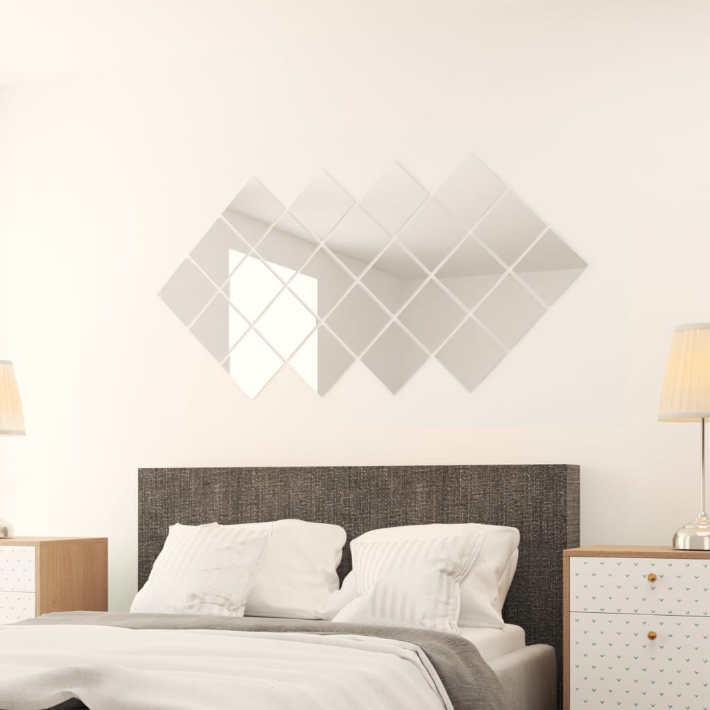 vidaXL Mirror Tiles | Set of 48 | Glossy Finish | Glass | 15 x 15 cm each
