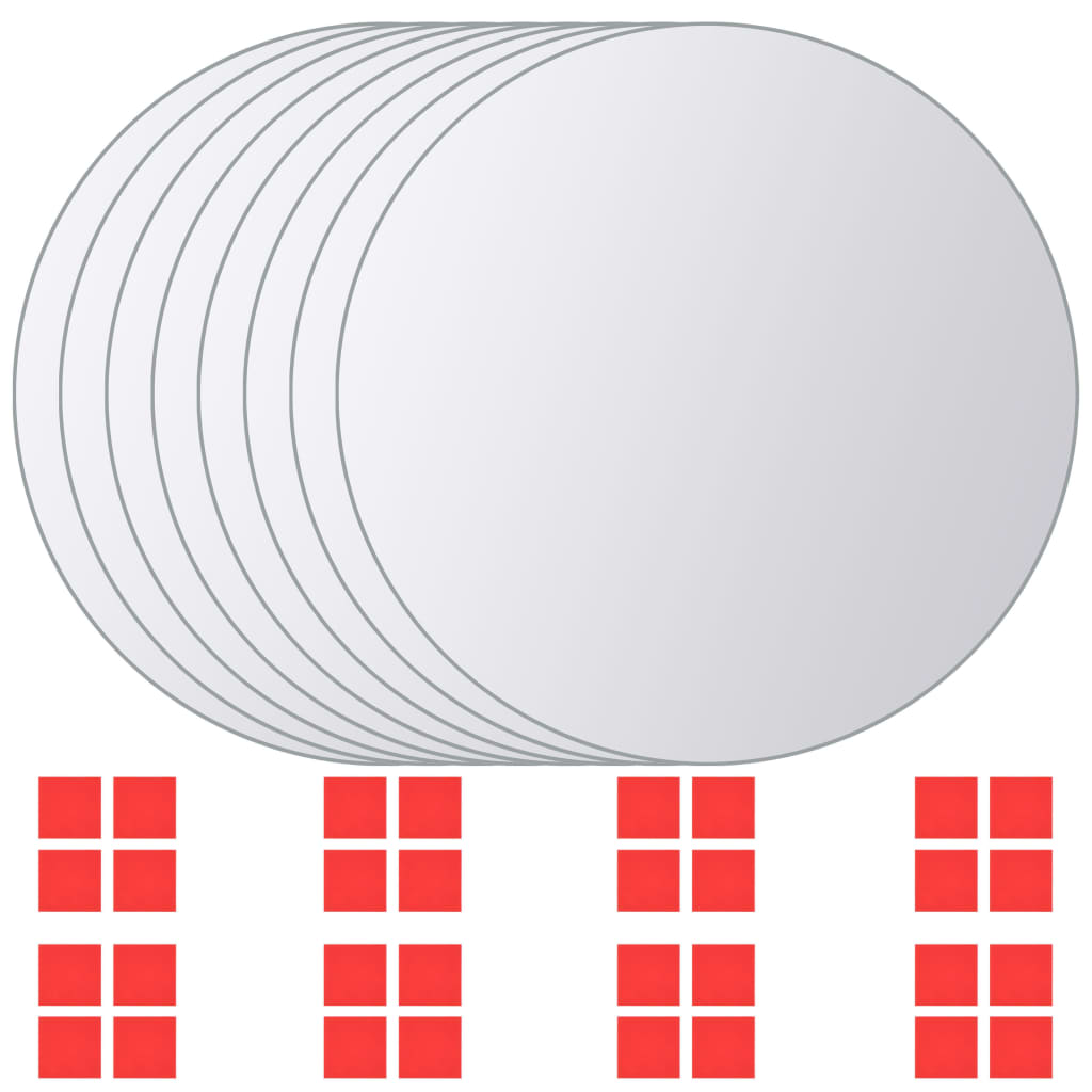 vidaXL Mirror Tile | Set of 16 | Transparent | Glass | 15 cm diameter
