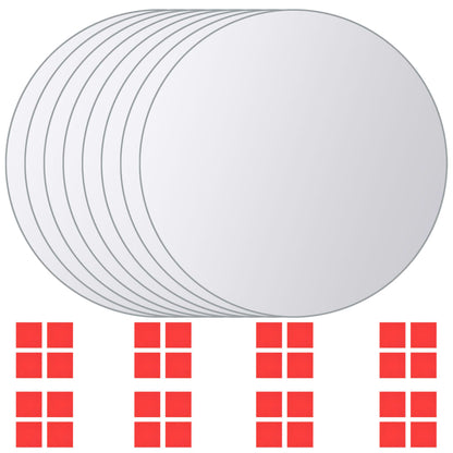 vidaXL Mirror Tile | Set of 16 | Transparent | Glass | 15 cm diameter