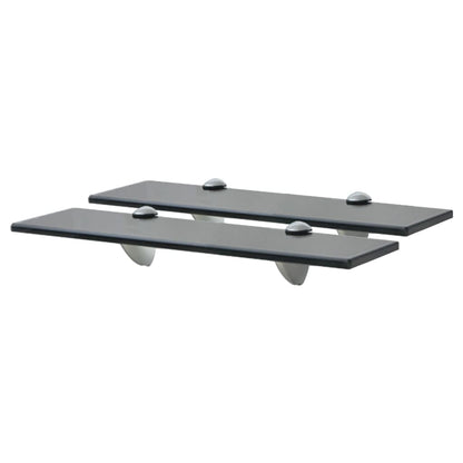 vidaXL Floating Shelf | Set of 2 | Black | Tempered safety glass | 40x10 cm
