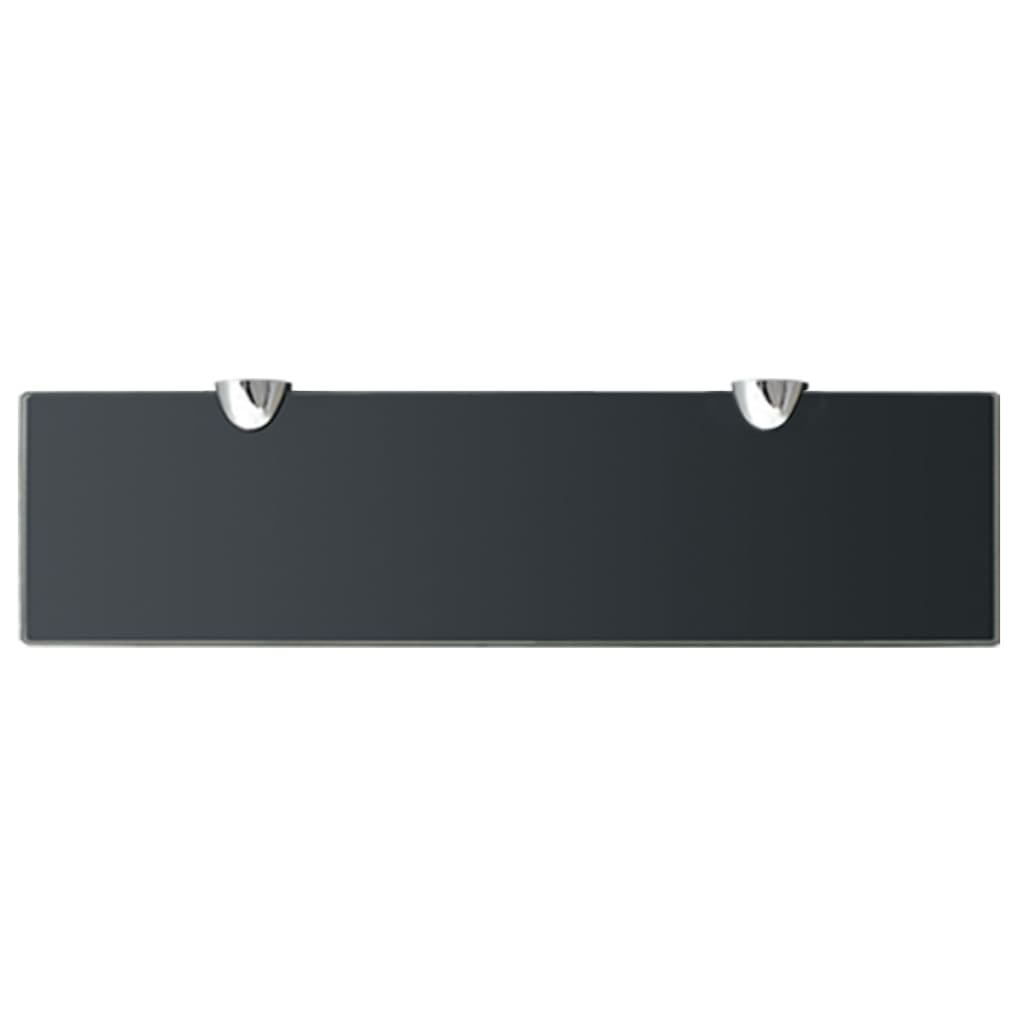 vidaXL Floating Shelf | Set of 2 | Black | Tempered safety glass | 40x10 cm