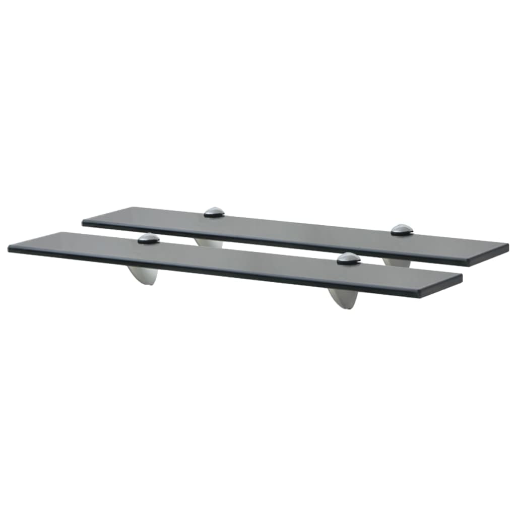vidaXL Floating Shelf | Set of 2 | Black | Tempered safety glass, zinc alloy