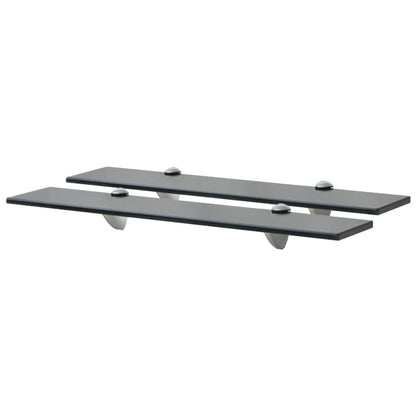 vidaXL Floating Shelf | Set of 2 | Black | Tempered safety glass, zinc alloy