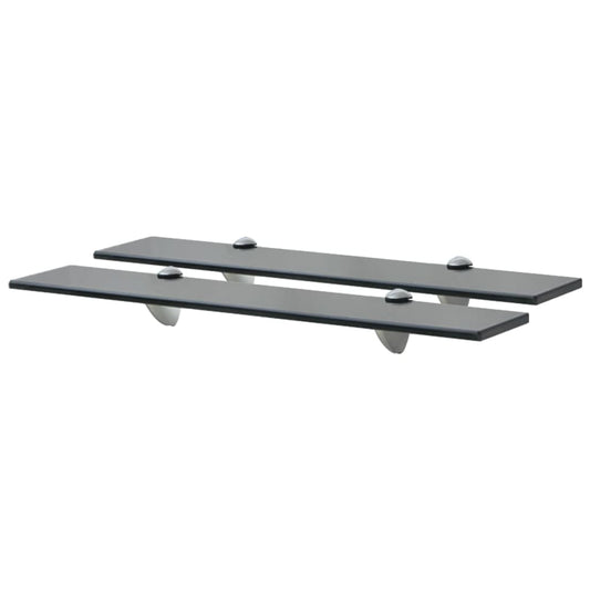vidaXL Floating Shelf | Set of 2 | Black | Tempered safety glass, zinc alloy