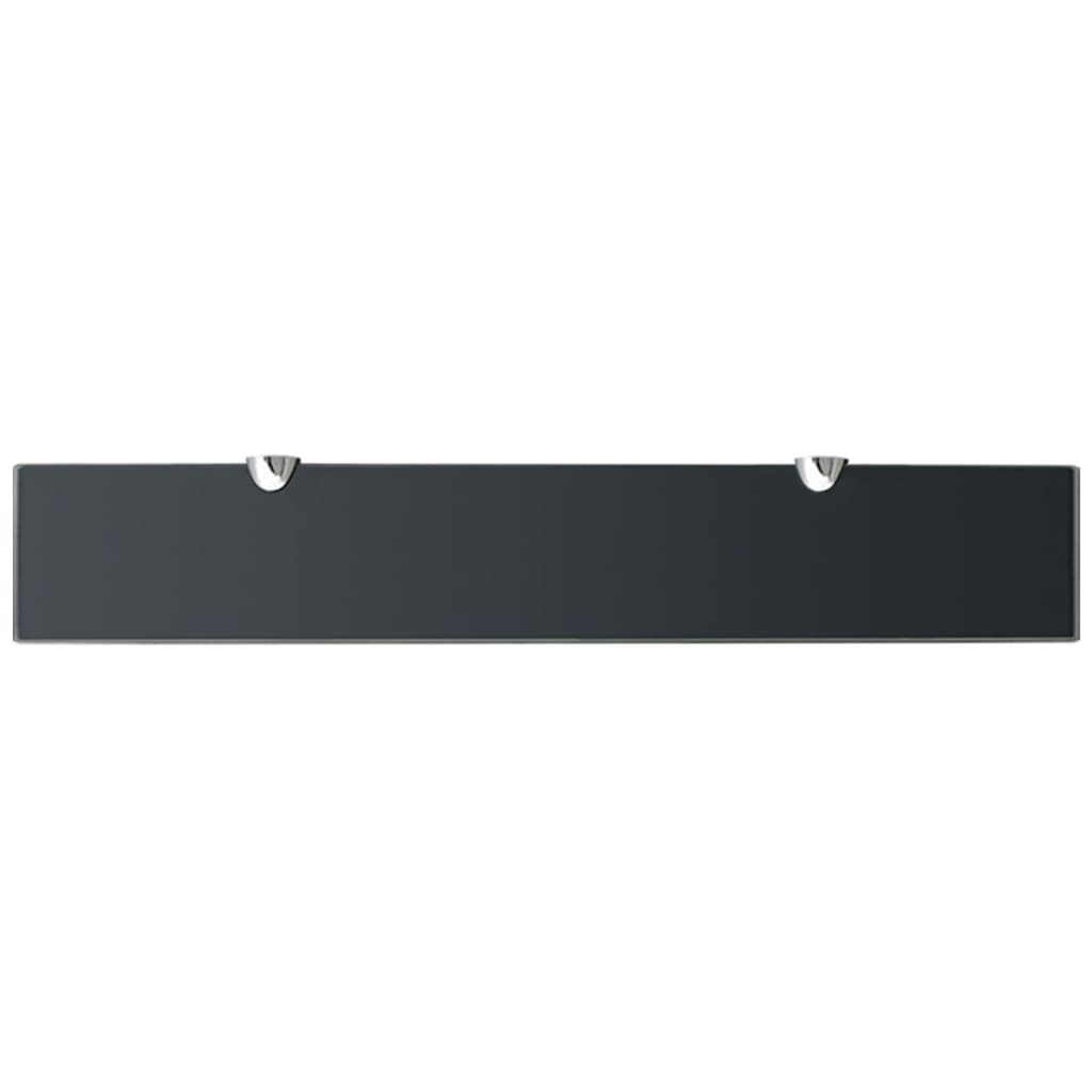 vidaXL Floating Shelf | Set of 2 | Black | Tempered safety glass, zinc alloy