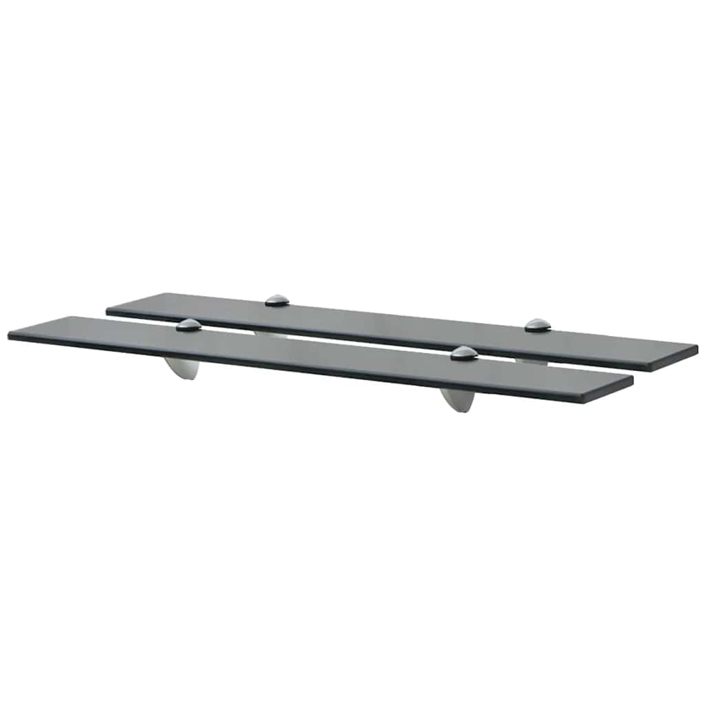 vidaXL Floating Shelf | Set of 2 | Black | Tempered safety glass, Zinc alloy