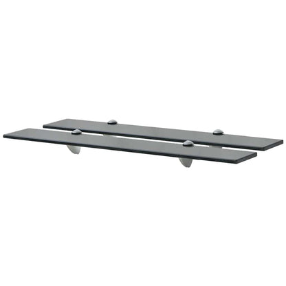 vidaXL Floating Shelf | Set of 2 | Black | Tempered safety glass, Zinc alloy