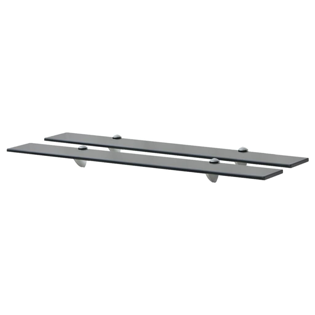 vidaXL Floating Shelf | Set of 2 | Black | Tempered safety glass, Zinc alloy