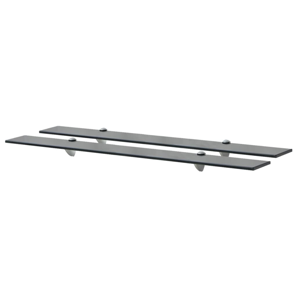 vidaXL Floating Shelf | Set of 2 | Black | Tempered safety glass | Medium