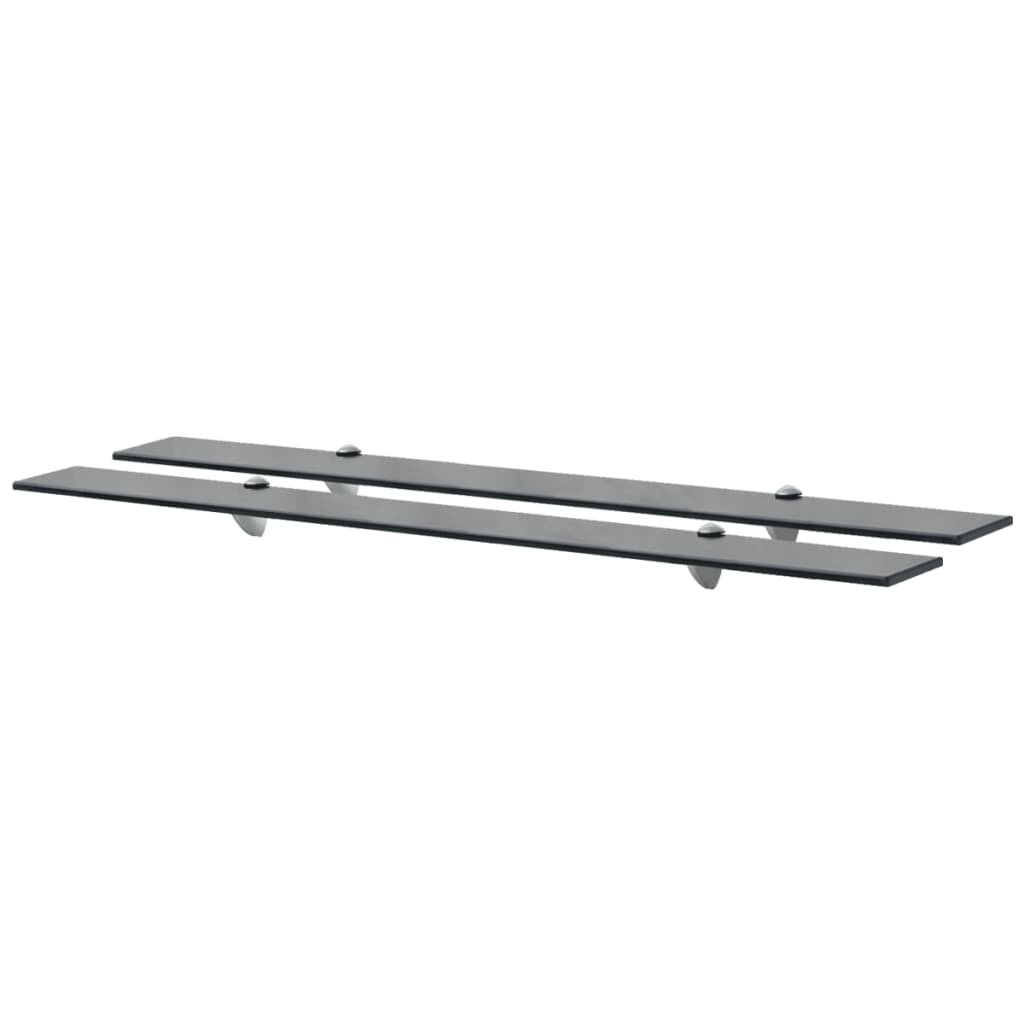 vidaXL Floating Shelf | Set of 2 | Black | Tempered safety glass | 100x20 cm