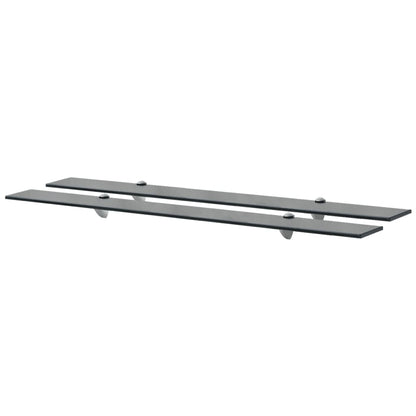 vidaXL Floating Shelf | Set of 2 | Black | Tempered safety glass | 100x20 cm