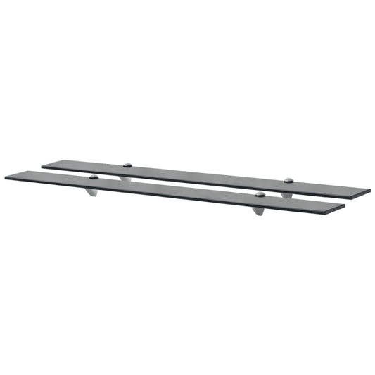vidaXL Floating Shelf | Set of 2 | Black | Tempered safety glass | 100x20 cm
