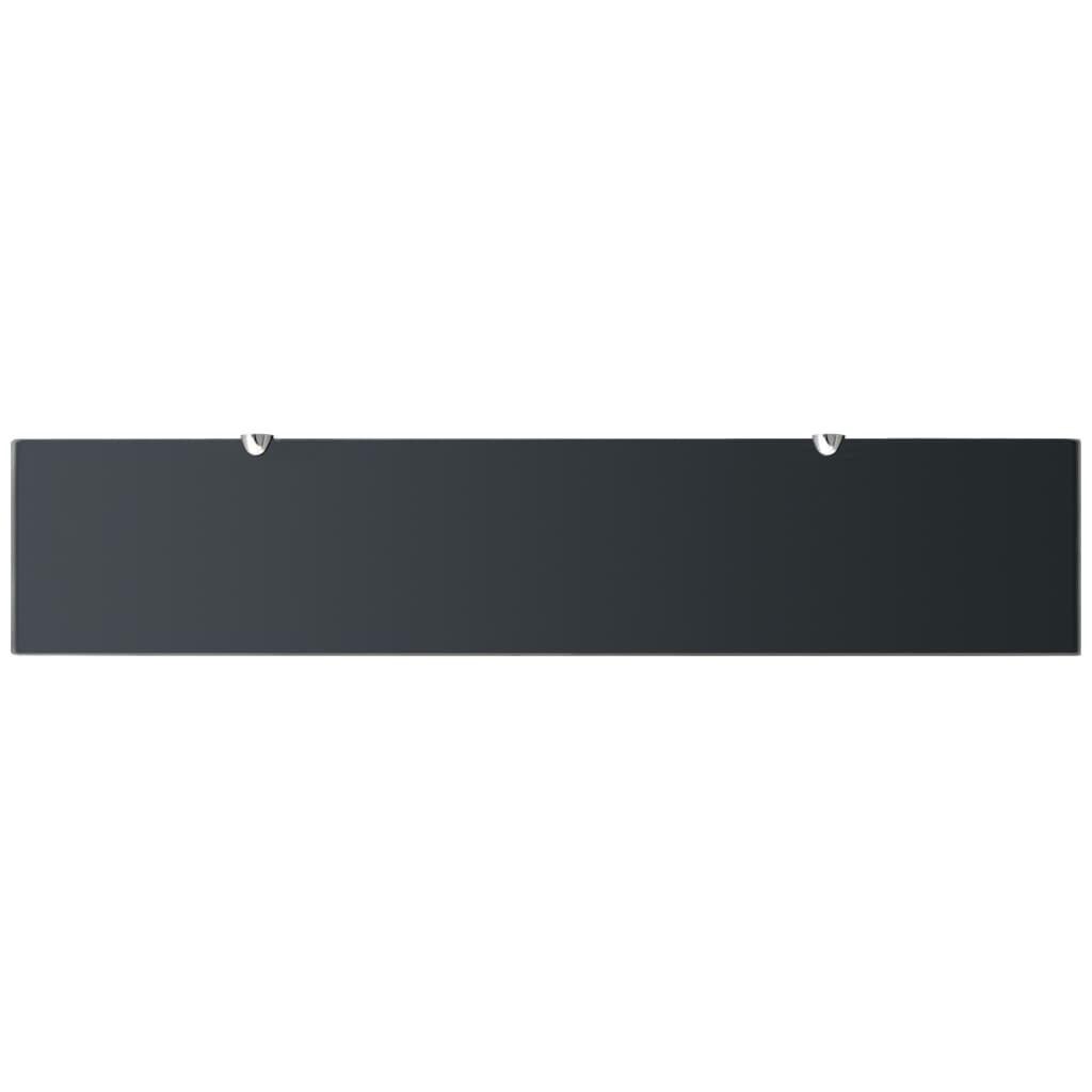 vidaXL Floating Shelf | Set of 2 | Black | Tempered safety glass | 100x20 cm