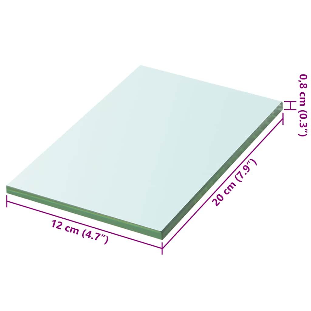 vidaXL Shelves 2 pcs Panel Glass Clear 20x12 cm