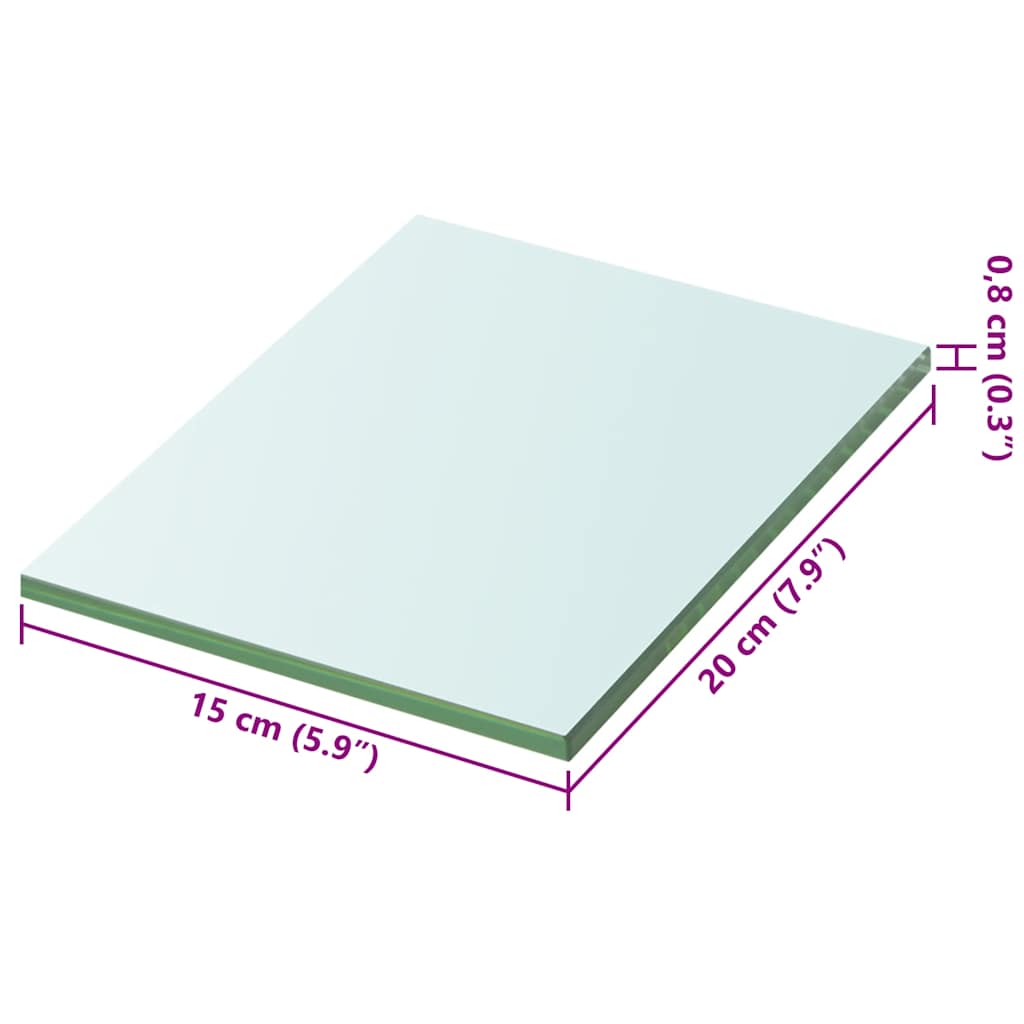 vidaXL Shelves 2 pcs Panel Glass Clear 20x15 cm