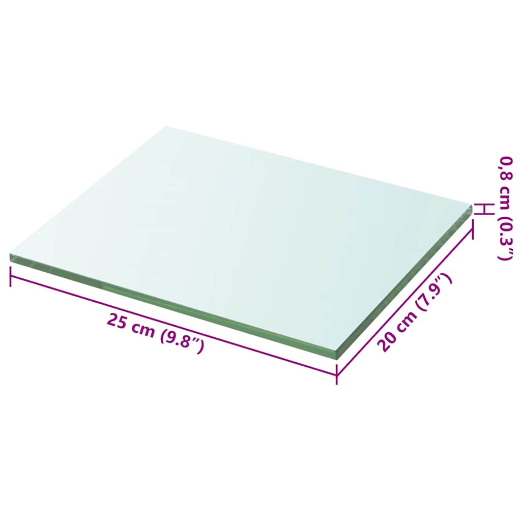 vidaXL Shelves 2 pcs Panel Glass Clear 20x25 cm